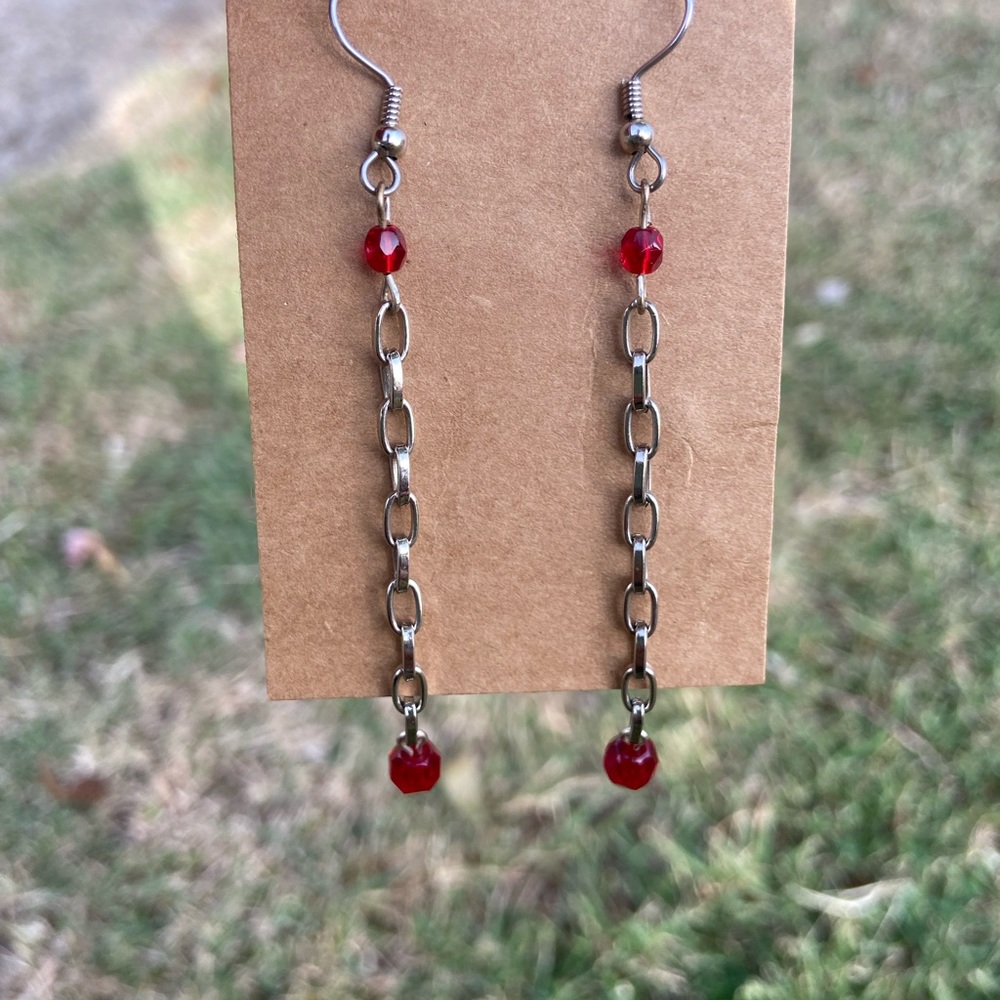 Red Czech crystals earrings